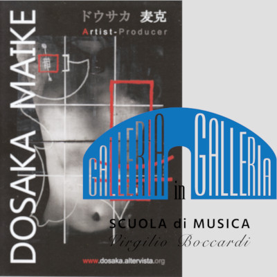 Foto a colori di una sovrapposizione di un volantino di Dosaka Maike e il logo della scuola V. Boccardi di Mestre